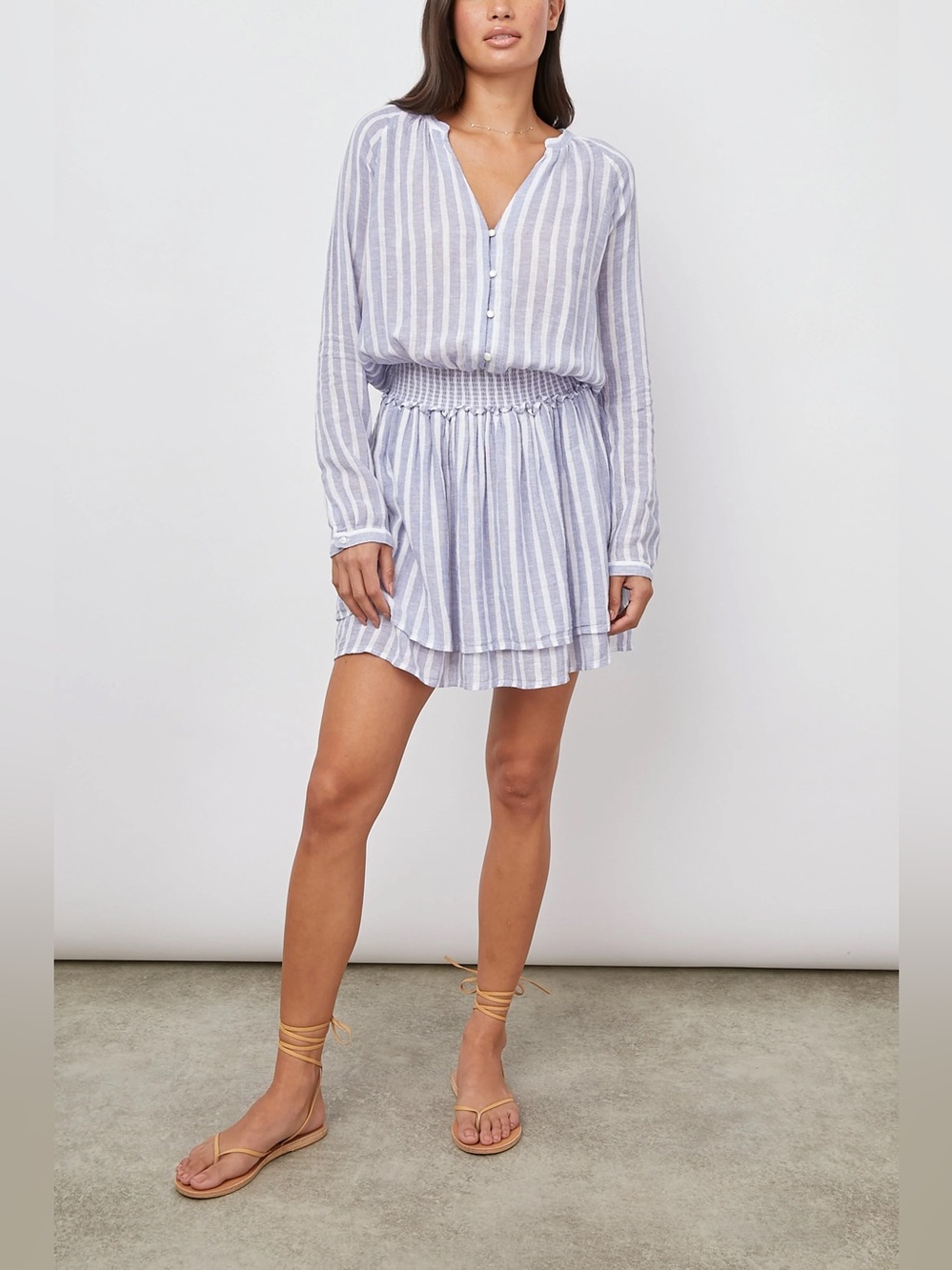 Rails Size S Linen Jasmine Dress - Blue/White
